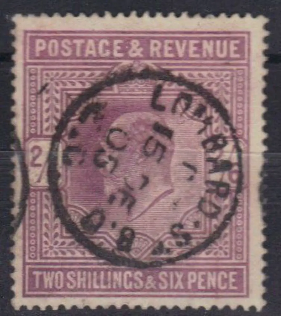 1902 2/6d lilac F/U with Lombard St B.O. cds 15 DE ... Image 1++