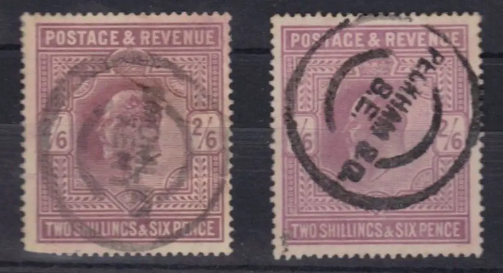 1902 2/6d pale dull purple x 2 with undated parcel ... Image 1++