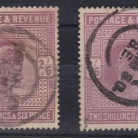 1902 2/6d pale dull purple x 2 with undated parcel ...