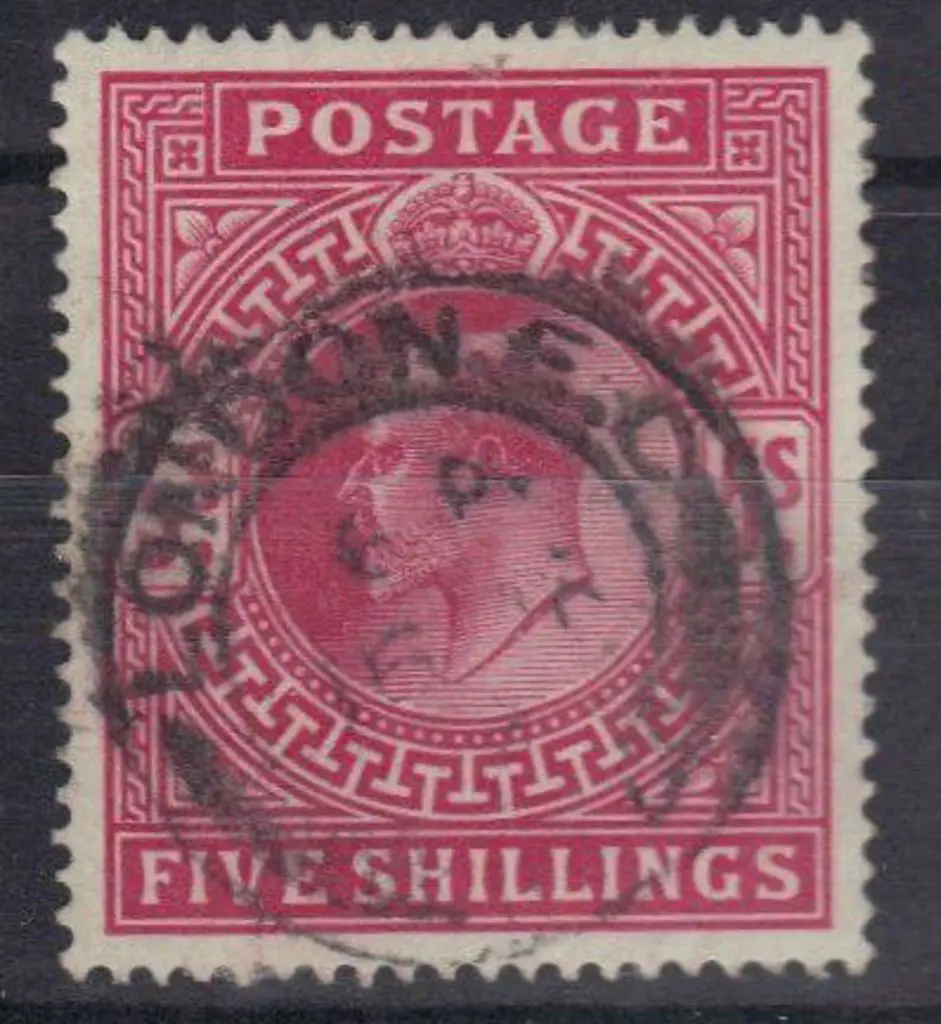 1902 5/- bright carmine. Good used with slightly ... Image 1++