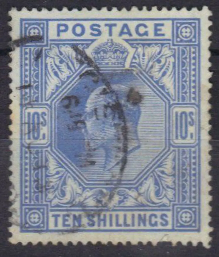 1902 10/- ultramarine with light 1911 registered ... Image 1++