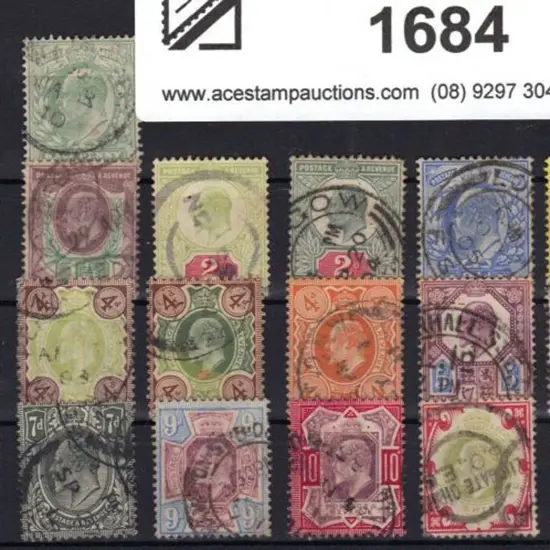 1902/10 KEVII to 1/- with shades of ½d, 2d, 3d, ...