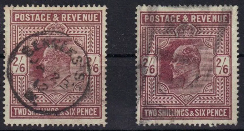 1911 2/6d dull reddish purple x 2, one with 1912 ... Image 1++