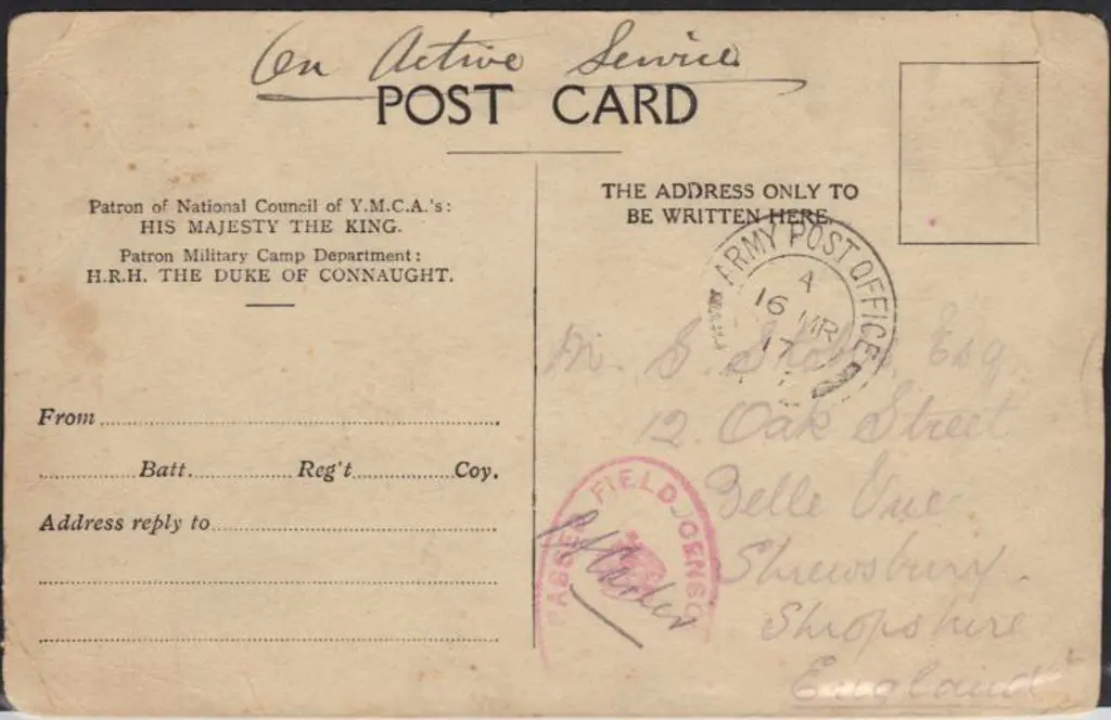 1917 (16th March) WWI YMCA HM Forces on Active ... Image 1++