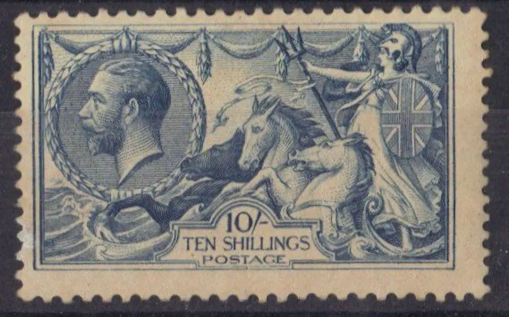 1918/19 10/- dull grey blue, Bradbury Wilkinson. ... Image 1++