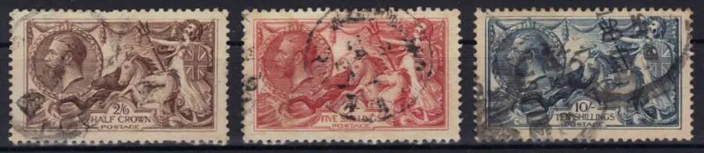 1918/19 Bradbury Wilkinson Seahorses set of 3 used ... Image 1++