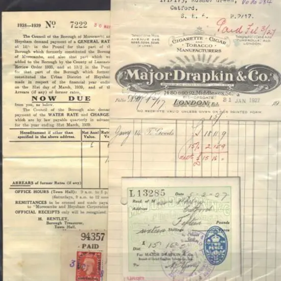 1926-1938 Revenues on 3 receipts & a general rates ...