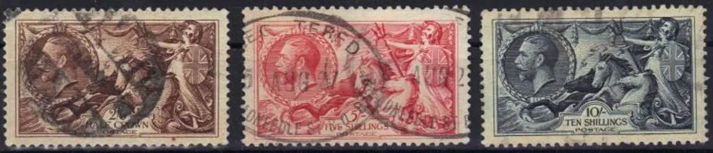 1934 2/6d & 10/- re-engraved Seahorses plus ... Image 1++