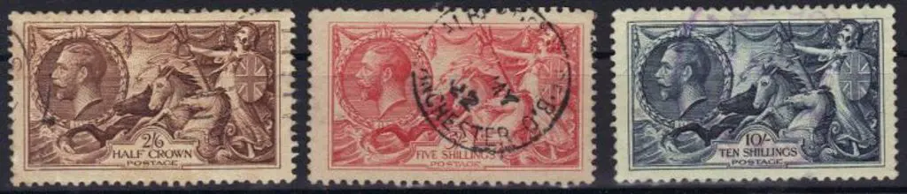 1934 2/6d & 10/- re-engraved Seahorses, the latter ... Image 1++