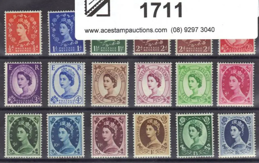 1952/54 QEII Defins set of 17 with Tudor Crown ... Image 1++