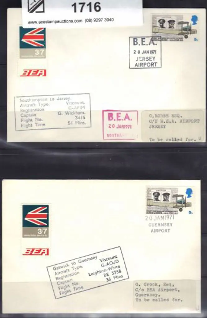 1967/71 BEA flown covers with the 1/-, & 3/7d ... Image 1++