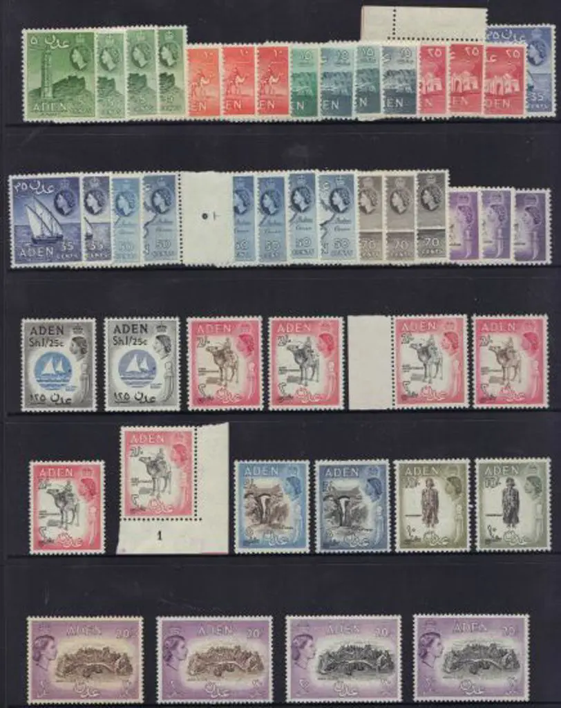 Aden 1953/63 QEII pictorials shades & perfs ... Image 1++
