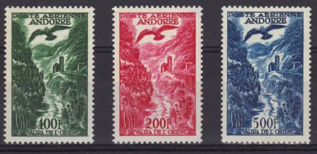 Andorra-French 1955/57 Airs MUH. Hint of a tone ... Image 1++