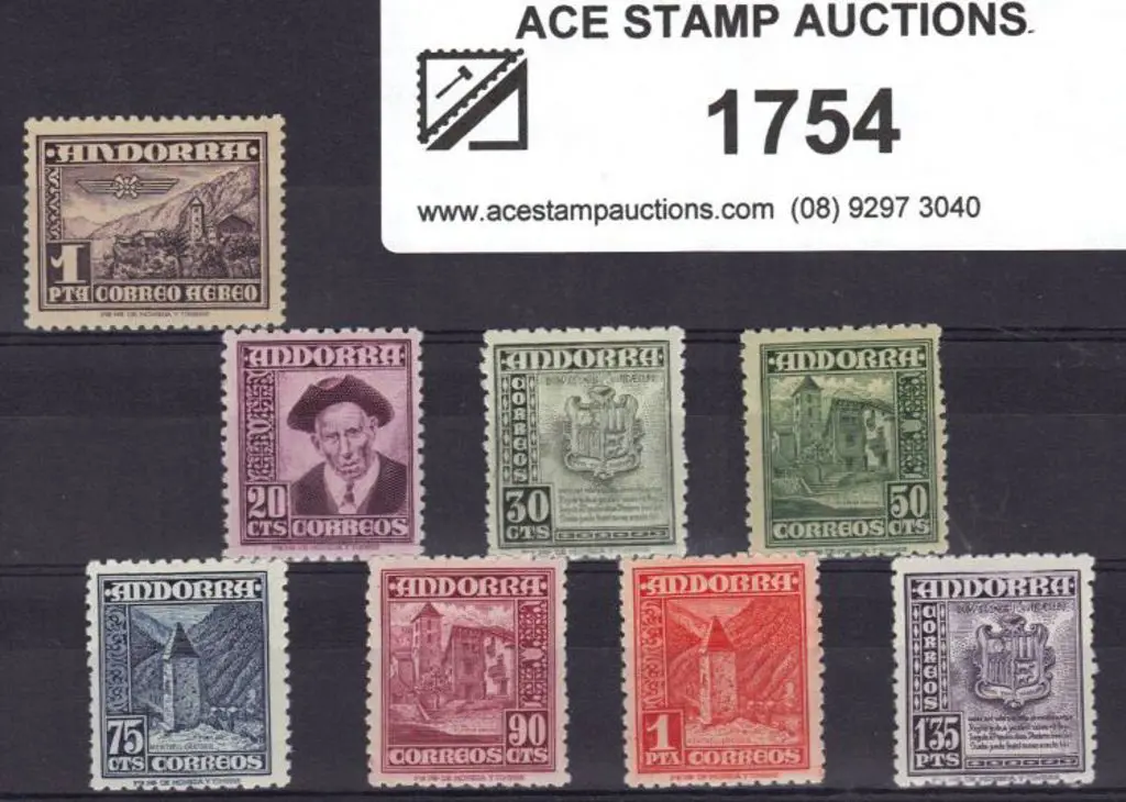 Andorra-Spanish 1948 20¢ to 1p35 Pictorials & 1951 ... Image 1++