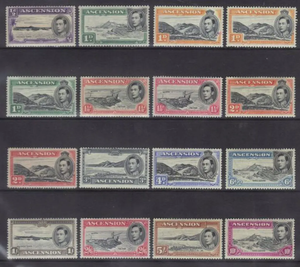 Ascension 1938/53 KGVI Pictorials set of 15 (no 3d ... Image 1++