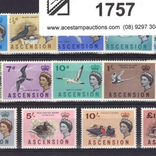 Ascension 1963 Birds complete set of 14 to £1. ...
