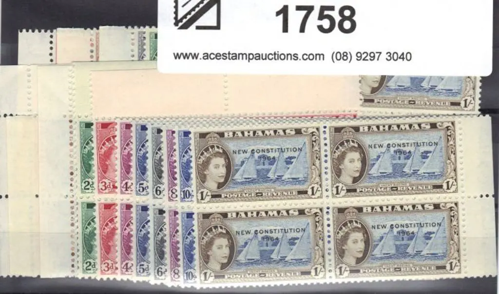 Bahamas 1964 ½d to 1/- QEII New Constitution ovpts ... Image 1++