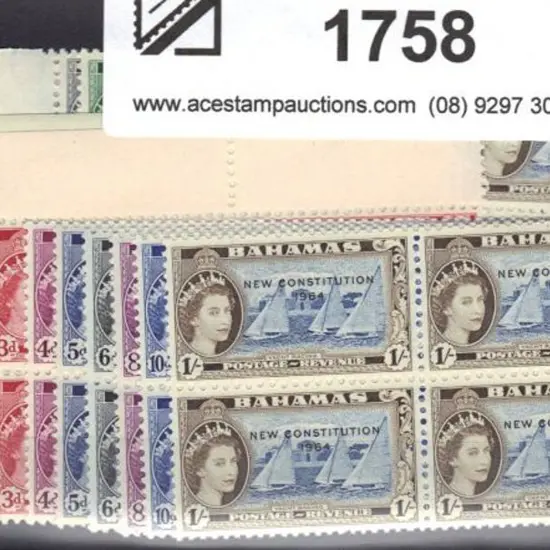Bahamas 1964 ½d to 1/- QEII New Constitution ovpts ...