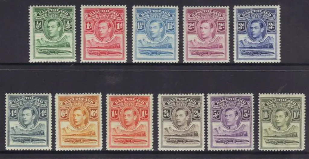 Basutoland 1938 KGVI defins to 10. Fresh MUH. SG ... Image 1++
