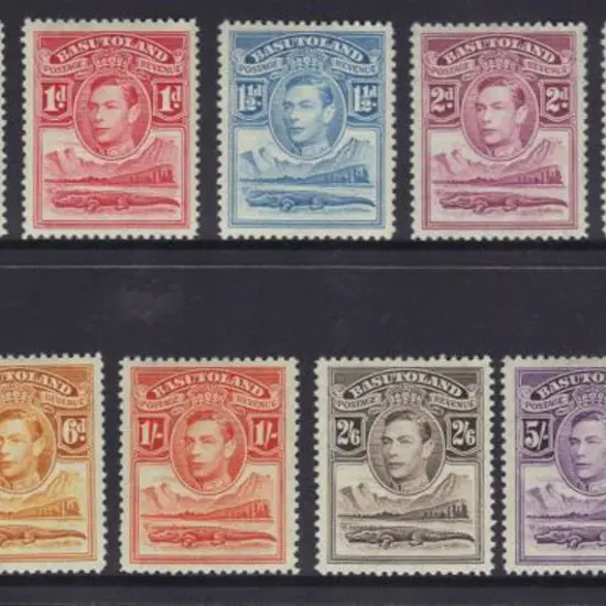 Basutoland 1938 KGVI defins to 10. Fresh MUH. SG ...