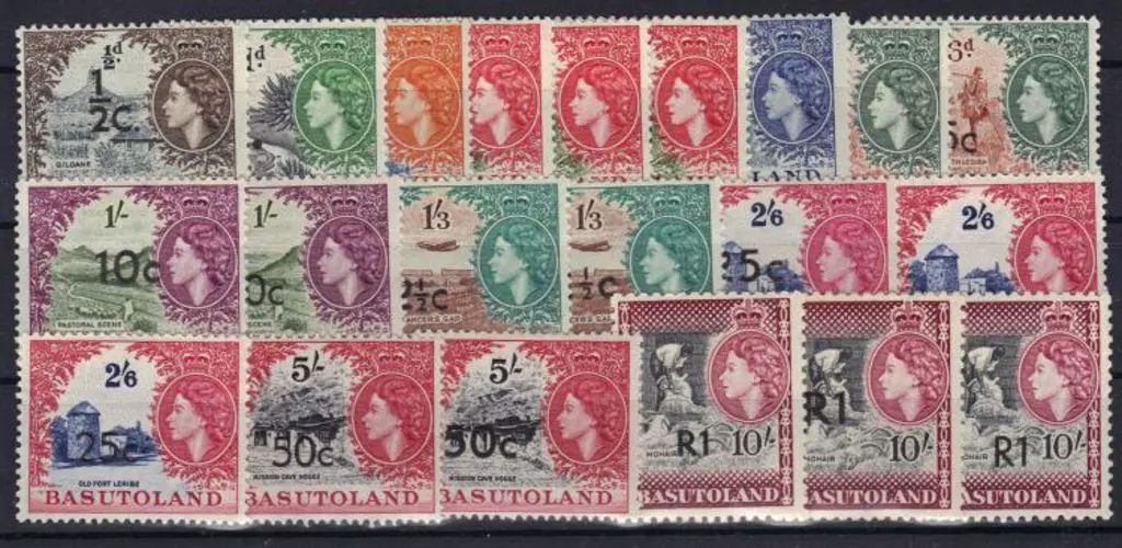 Basutoland 1961 QEII provisionals to R1 with all ... Image 1++