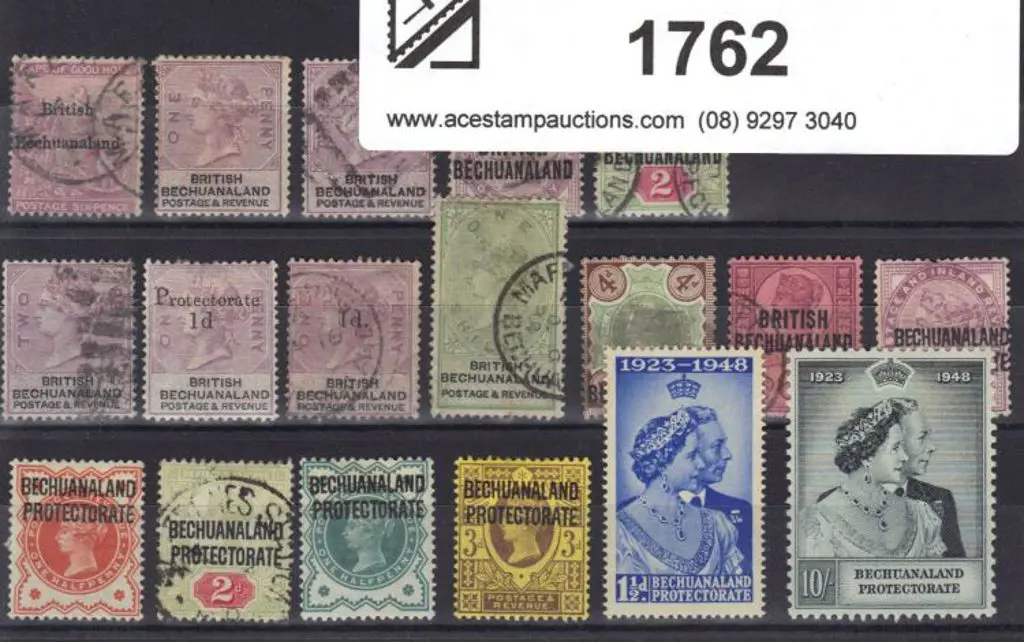Bechuanaland QV MLH & used values to 1/- incl 6d ... Image 1++