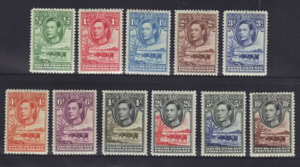 Bechuanaland 1938/52 KGVI defins set of 11 to 10. ... Image 1++