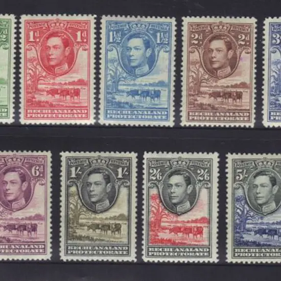 Bechuanaland 1938/52 KGVI defins set of 11 to 10. ...
