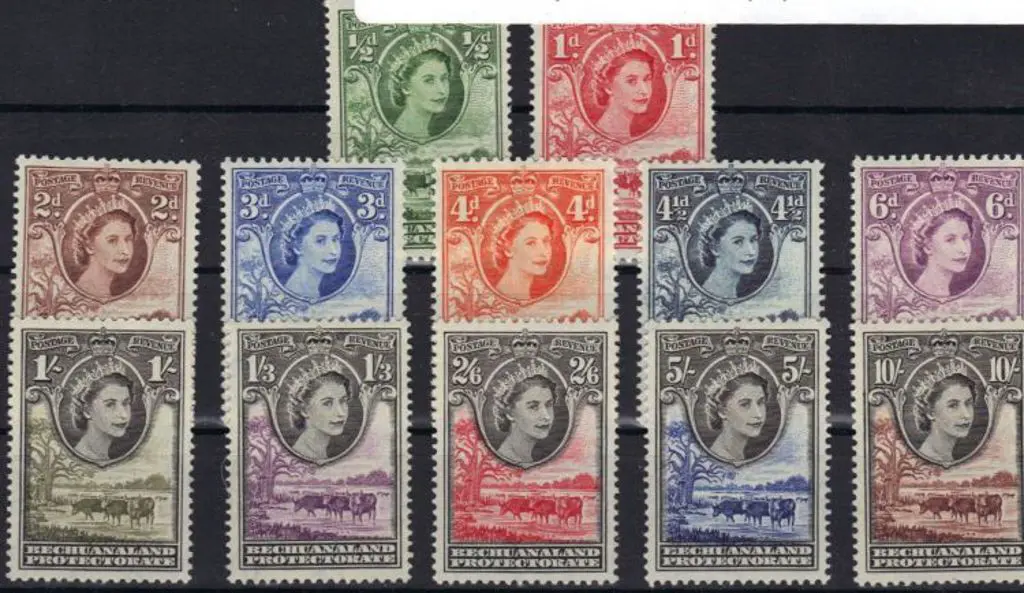Bechuanaland Protectorate 1955 QEII defins to set ... Image 1++