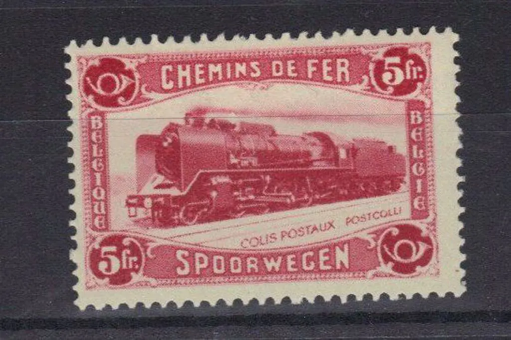 Belgium 1934 5F scarlet Railway Parcels. Fresh ... Image 1++