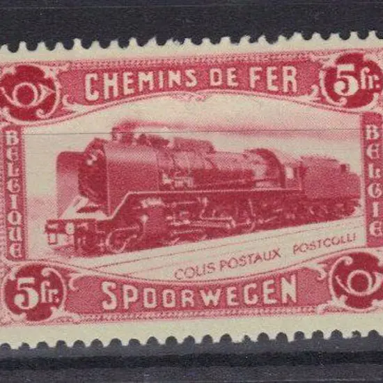 Belgium 1934 5F scarlet Railway Parcels. Fresh ...