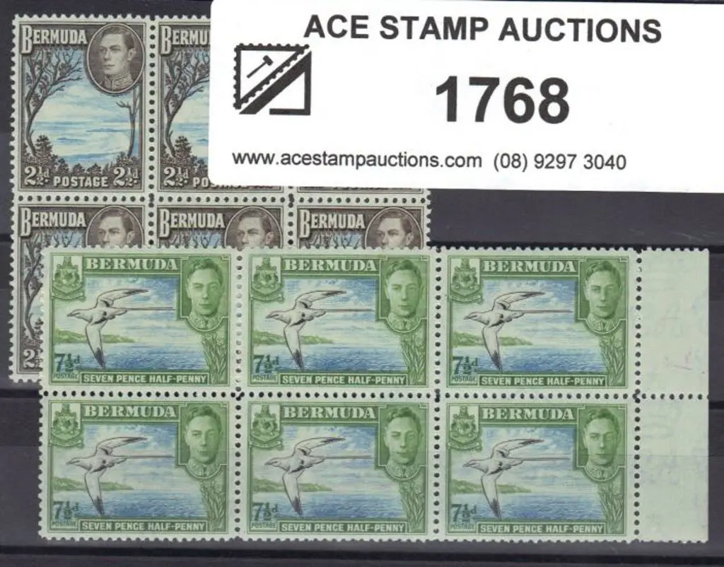 Bermuda 1938/52 2½d Grape Bay & 7½d Tropic Bird ... Image 1++