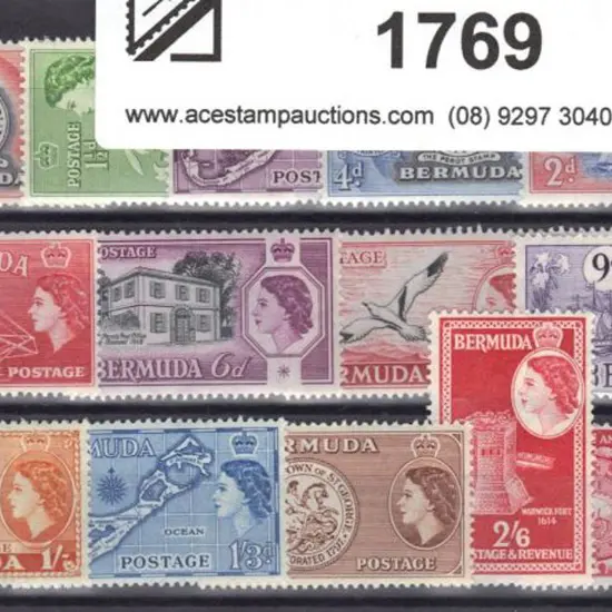 Bermuda  1953/62 1d to 5/- QEII defins. Fresh MUH. ...