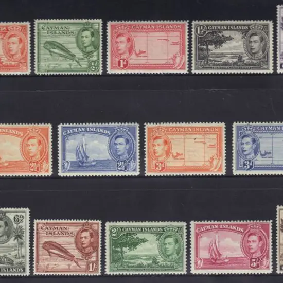 Cayman Island 1938/43 KGVI set of 14 to 10/- with ...