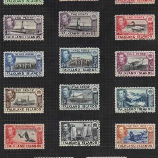 Falkland Islands  1938 KGVI pictorials basic set ...