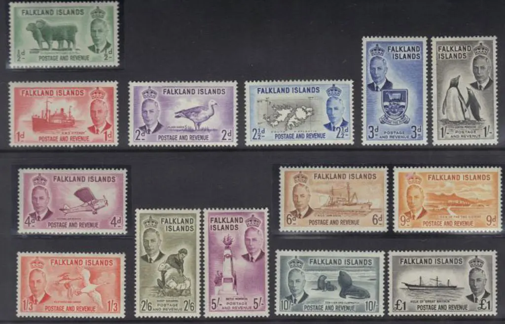 Falkland Islands  1952 KGVI defins set of 14 to ... Image 1++