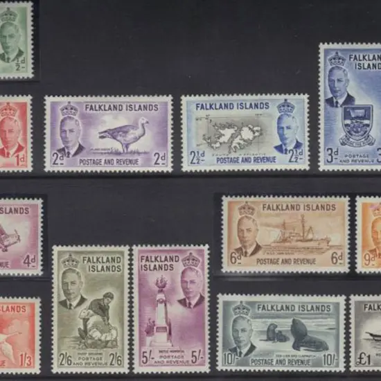 Falkland Islands  1952 KGVI defins set of 14 to ...