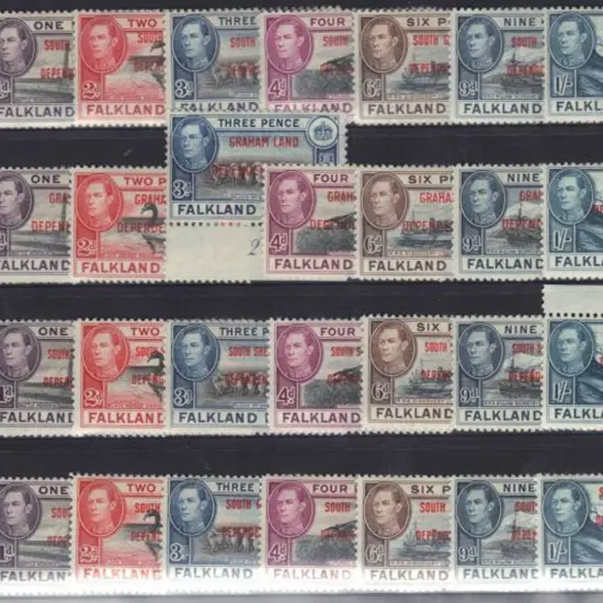 Falkland Island Deps 1944 KGVI ovpts sets of 8 for ...