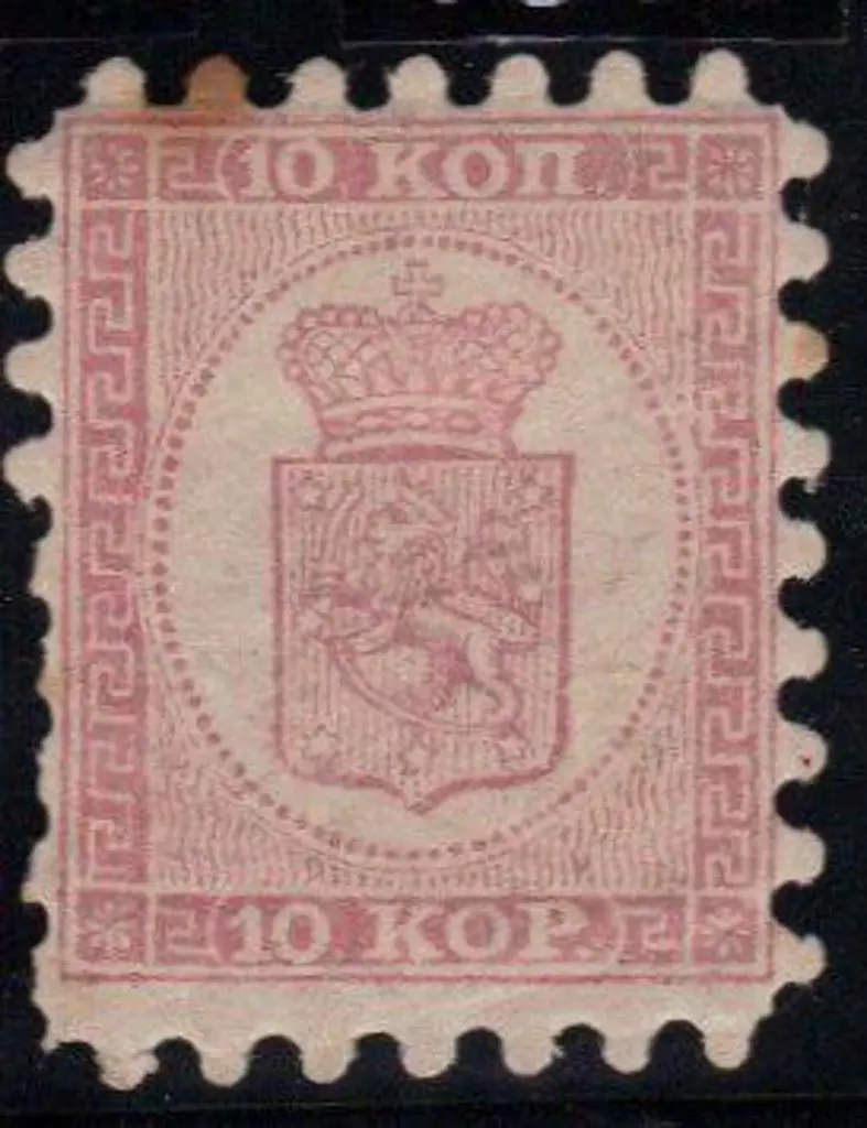 Finland 1860 10k rose MLH. One stained perf at top ... Image 1++