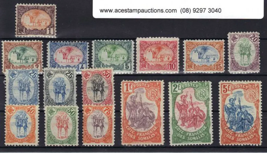 French Somali Coast 1902/03 Pictorial set of 16 ... Image 1++