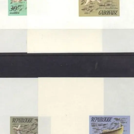 Gabon 1975 Fish set of 4 proofs on gummed 127mm x ...