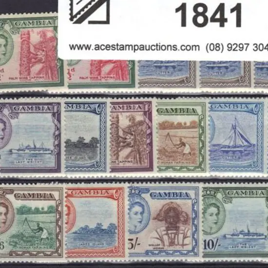 Gambia 1953/59 QEII pictorials set of 15 to £1 ...