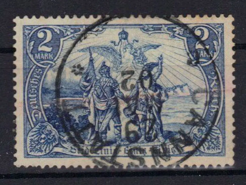 Germany 1902 2mk blue, gothic script. F/U. Light ... Image 1++