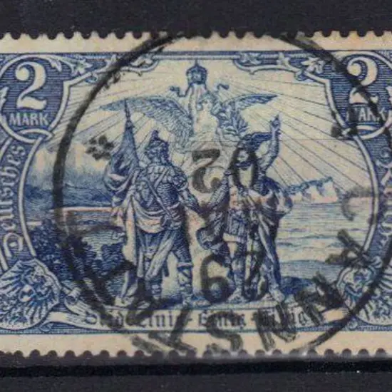 Germany 1902 2mk blue, gothic script. F/U. Light ...