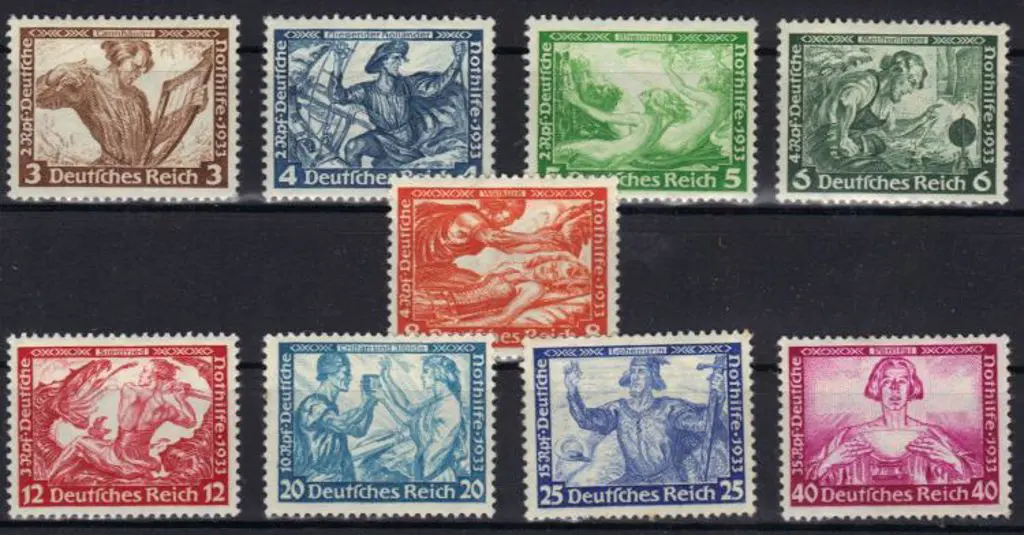 Germany 1933 Wagner Operas set of 9 MLH lightly ... Image 1++