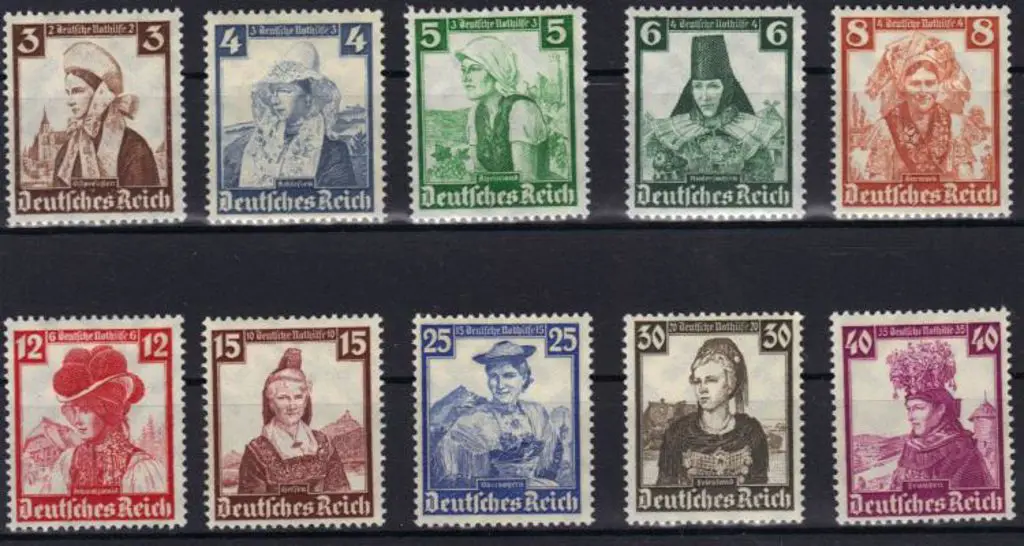 Germany 1935 Welfare Fund Costumes MUH. SG 585/94 ... Image 1++
