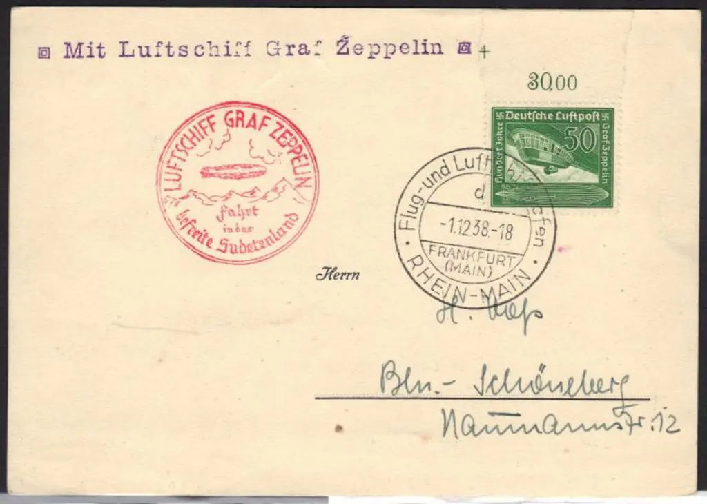 Germany 1938 (1st Dec) Zeppelin cover with ... Image 1++