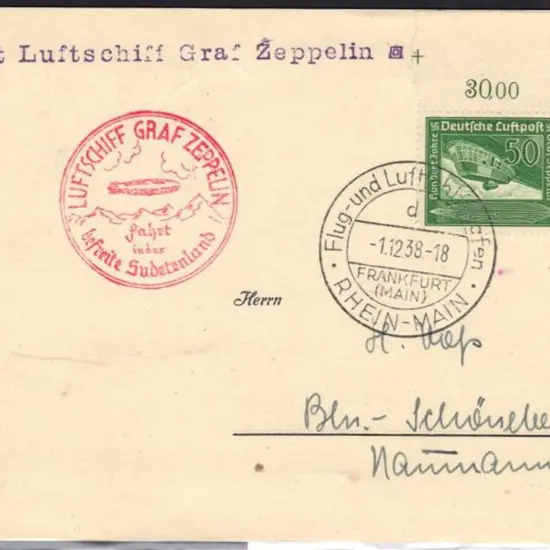 Germany 1938 (1st Dec) Zeppelin cover with ...