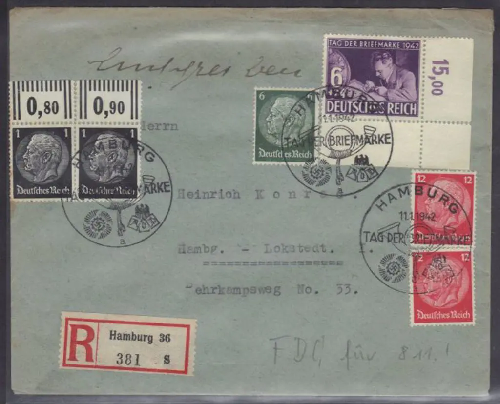 Germany 1939 & 1942 "Stamp Day" special cachets on ... Image 1++