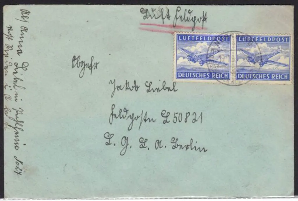 Germany 1944 (19th Jan) Fieldpost airmail cover ... Image 1++
